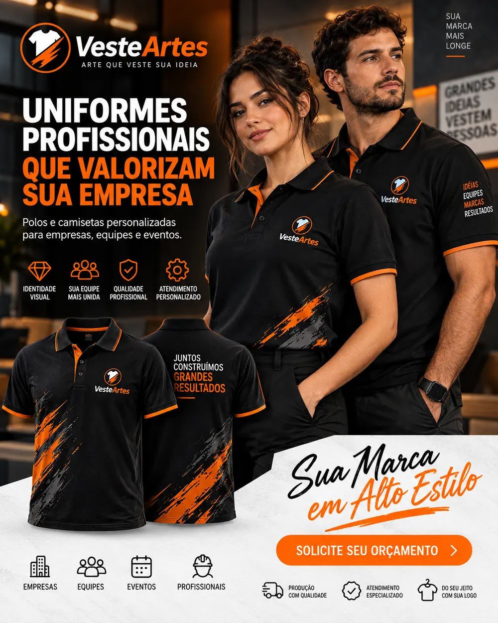 Camisetas personalizadas para empresas e comércios.
