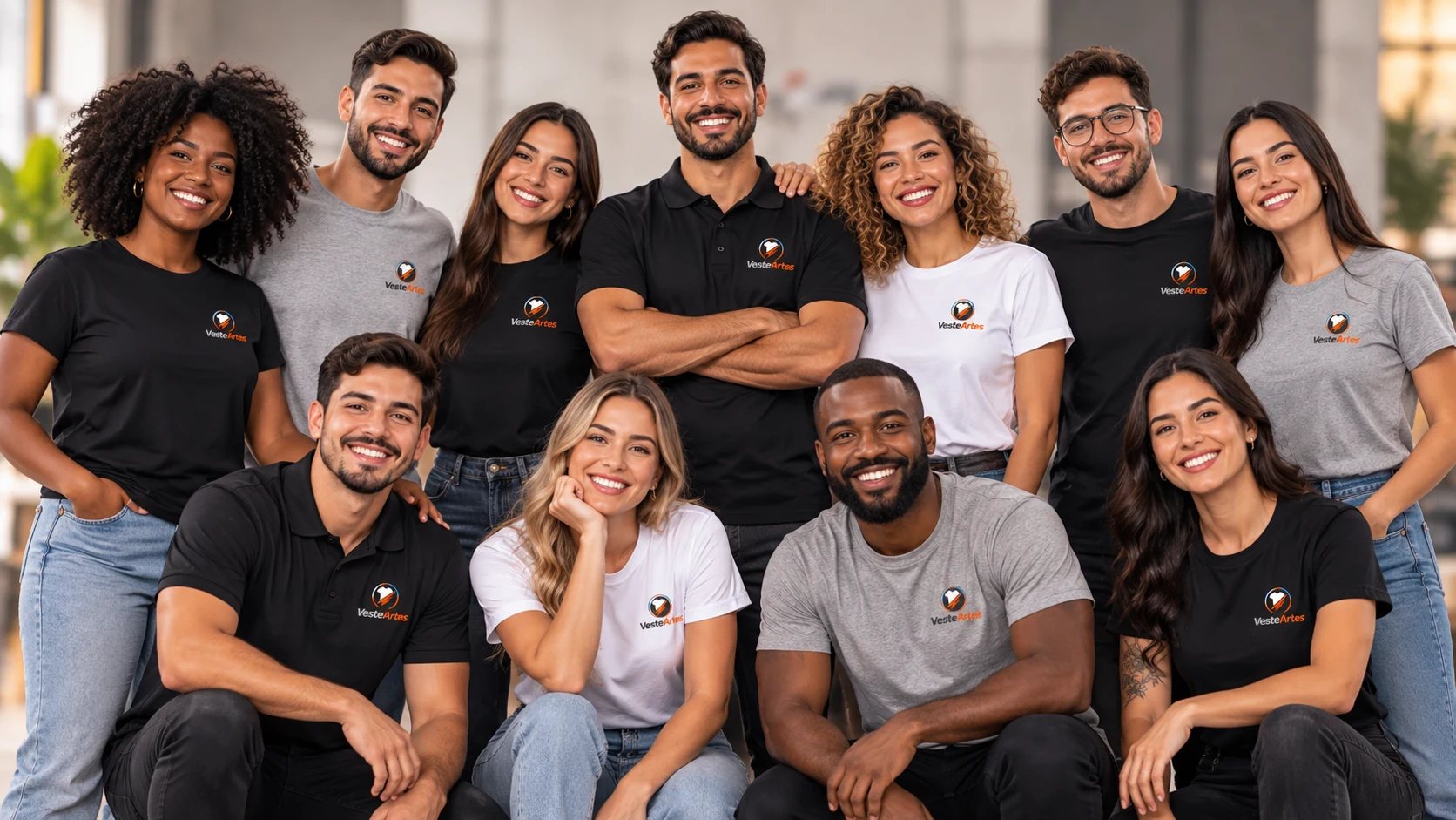 Equipe com camisetas personalizadas