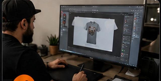 Criação de arte para camiseta em computador
